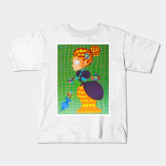 Lady ready for tea Kids T-Shirt by Polette Color